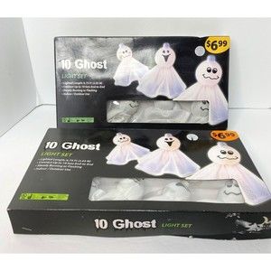 All Hallows Eve  2 Box Set, 10 Fabric  Ghost light set indoor/ outdoor 6.75 Ft